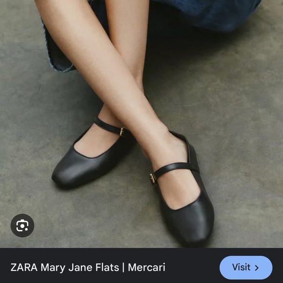 Zara Black mary jane flats with Ankle Strap - Picture 1 of 3